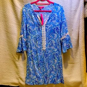 NWT Lilly Pulitzer Hollie Tunic Dress in Blue Peri Turtley Awesome Print